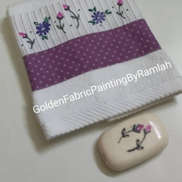 Hand Painted Customizable / Washable / Colorful Towel and Soap Sets