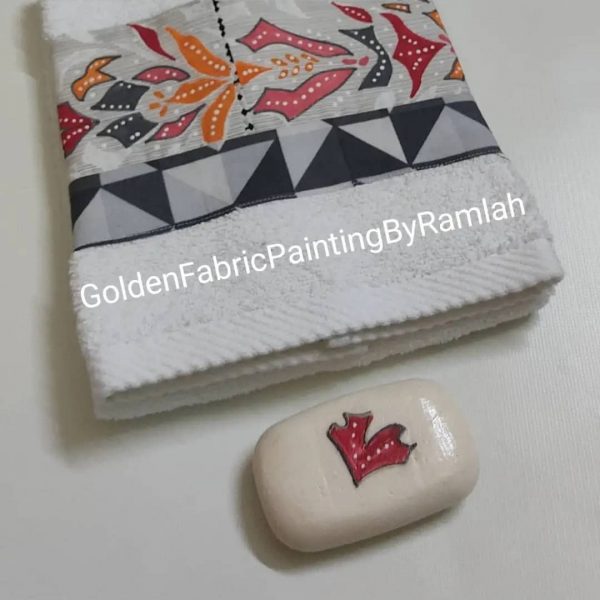 Hand Painted Customizable / Washable / Colorful Towel and Soap Sets