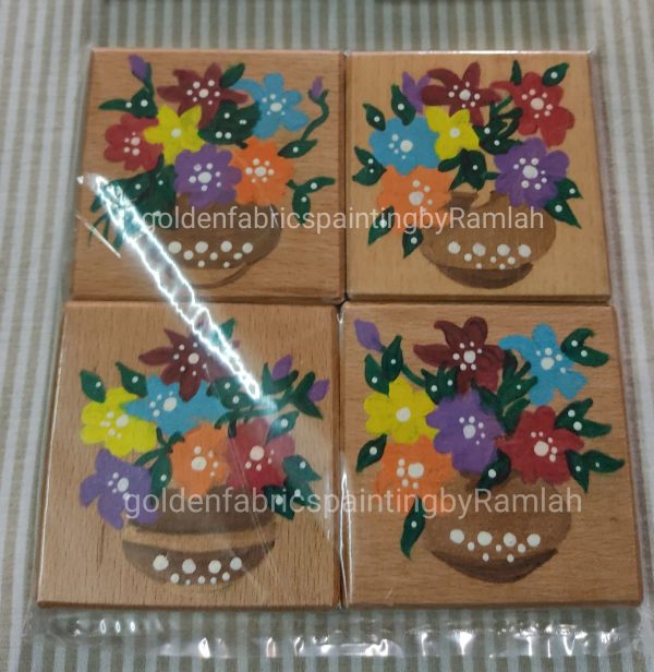 Hand Painted Customizable / Colorful Wooden Tea Coasters