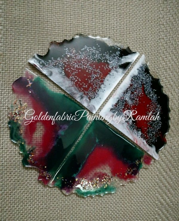 Customizable / Waterproof/ Colorful Resin / Fluid Art Based Tea Coasters