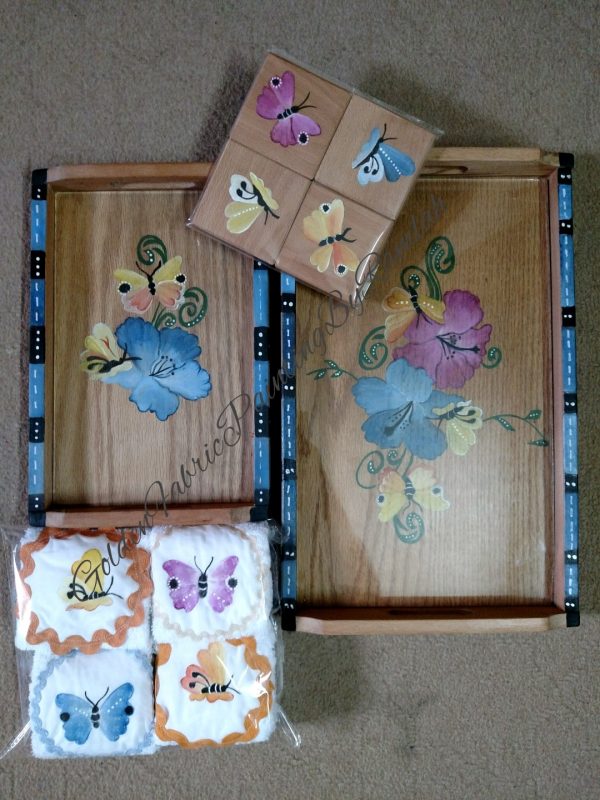 Hand Hand Painted / Washable / Customizable / Colorful trays sets along with CoastersPainted / CustoHand Painted / Washable / Customizable / Colorful trays sets along with Coastersizable / Colorful trays sets along with Coasters