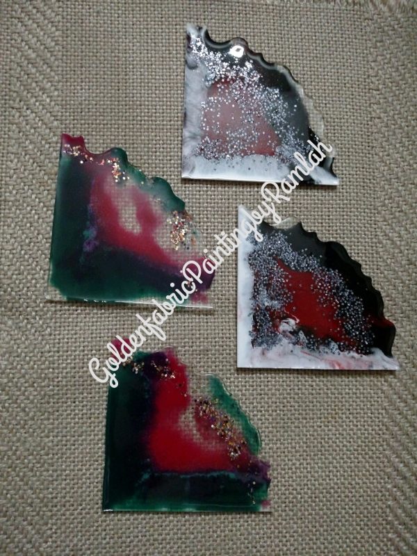 Customizable / Waterproof/ Colorful Resin / Fluid Art Based Tea Coasters