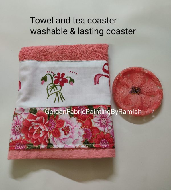 Hnd Towels With Round Style Based Coasters